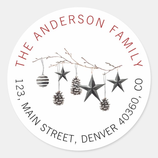 Sticker Rond Adresse de l'élégance de Noël (Devant)