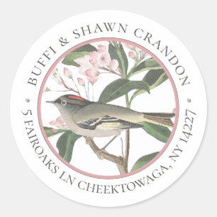 Sticker Rond Adresse de l'enveloppe de fleurs rose Audubon Oise