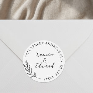Sticker Rond Adresse de mariage à feuillage élégant