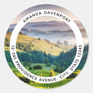 Sticker Rond Adresse de paysage naturel panoramique de collines