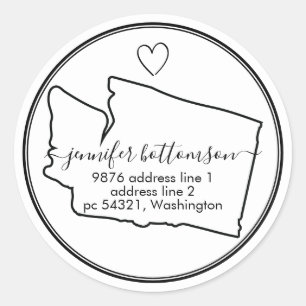 Sticker Rond Adresse de retour à domicile de Washington Signatu