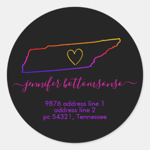 Sticker Rond Adresse de retour à domicile Tennessee Signature a