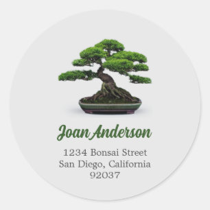 Sticker Rond Adresse de retour Bonsai