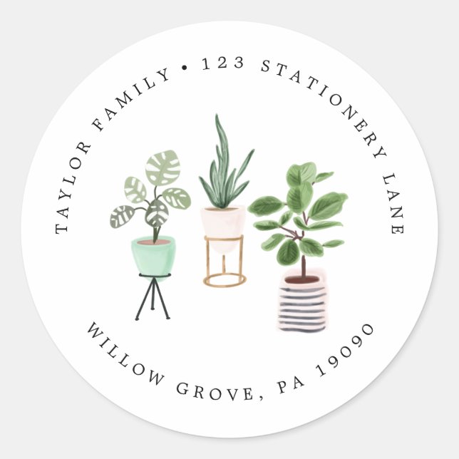 Sticker Rond Adresse de retour circulaire Plante de la Maison P (Devant)