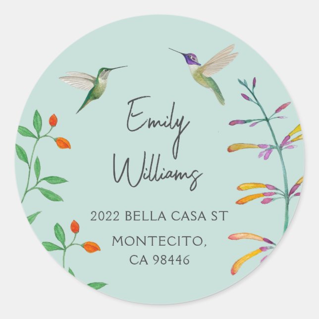 Sticker Rond Adresse de retour Colibri  (Devant)