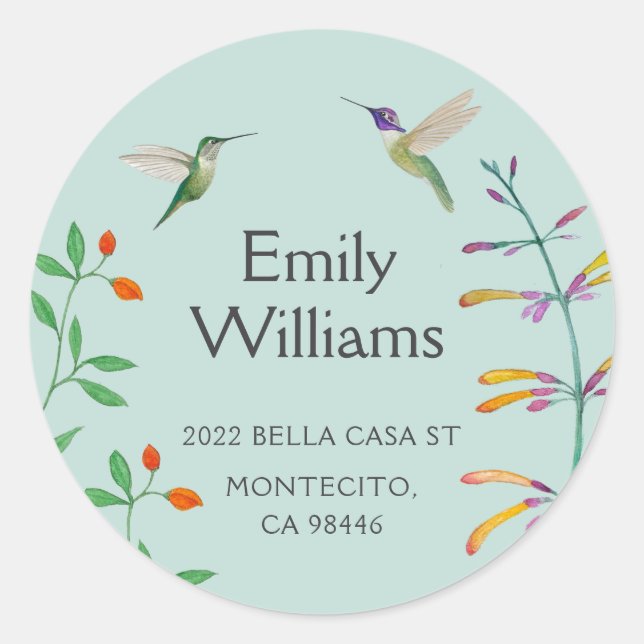 Sticker Rond Adresse de retour Colibri  (Devant)