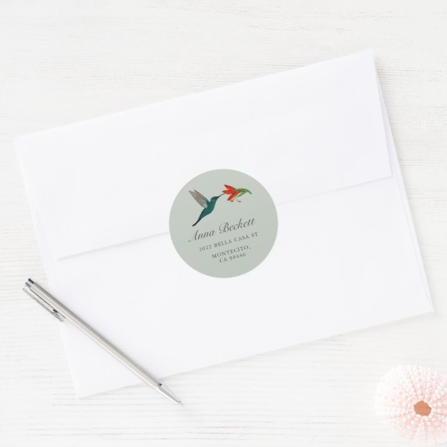 Sticker Rond Adresse de retour Colibri  (Enveloppe)