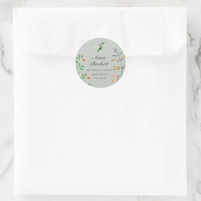 Sticker Rond Adresse de retour Colibri  (Sac)