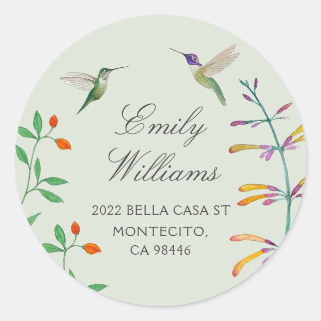 Sticker Rond Adresse de retour Colibri  (Devant)