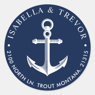Sticker Rond Adresse de retour d'Ancres nautiques