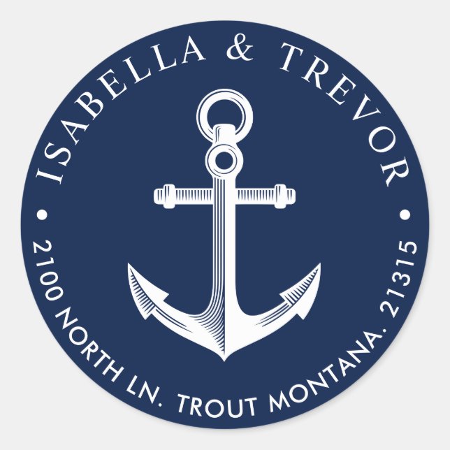 Sticker Rond Adresse de retour d'Ancres nautiques (Devant)