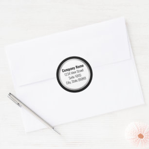 Sticker Rond Adresse de retour de Black White et Silver Busines