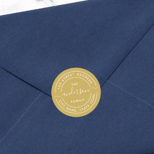 Sticker Rond Adresse de retour de calligraphie ronde Editable