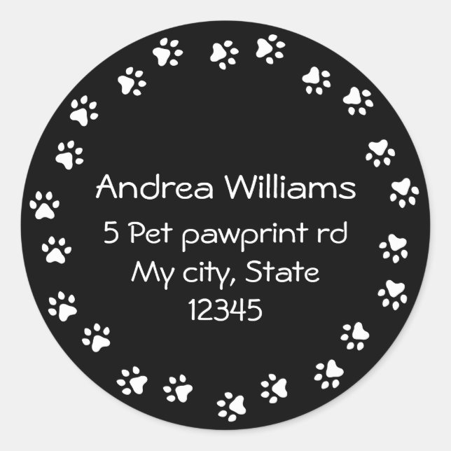 Sticker Rond Adresse de retour de la bordure en noir et blanc (Devant)
