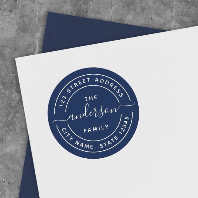 Sticker Rond Adresse de retour de la calligraphie ronde couleur (Créateur téléchargé)