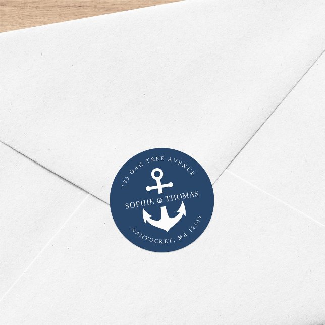 Sticker Rond Adresse de retour de l'Ancre couleur de l'Arrière  (Créateur téléchargé)