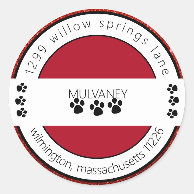 Sticker Rond Adresse de retour de l'Empreinte de patte Parties  (Devant)