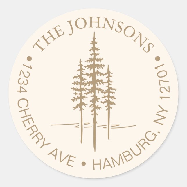 Sticker Rond Adresse de retour de mariage rustique en forêt d'a (Devant)