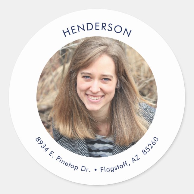 Sticker Rond Adresse de retour de photo moderne minimale (Devant)