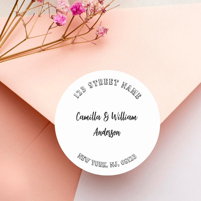 Sticker Rond Adresse de retour de script minimale moderne (Créateur téléchargé)