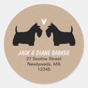 Sticker Rond Adresse de retour de silhouettes de Terrier