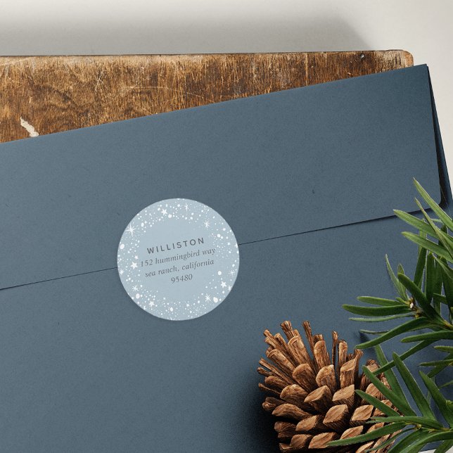 Sticker Rond Adresse de retour de vacances de la frontière étoi (Créateur téléchargé)