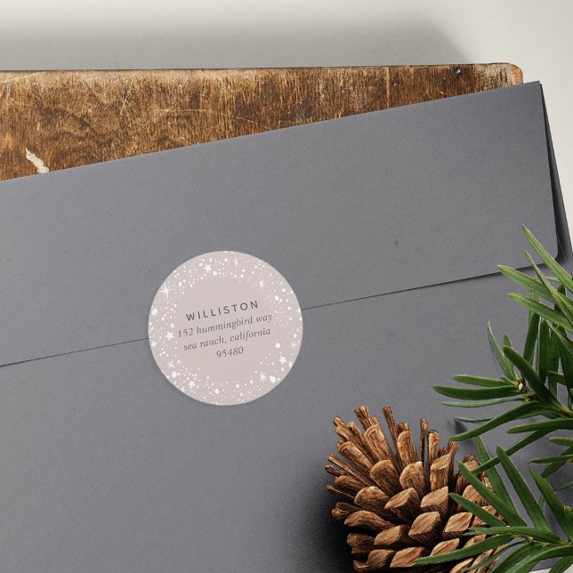 Sticker Rond Adresse de retour de vacances de la frontière étoi (Créateur téléchargé)