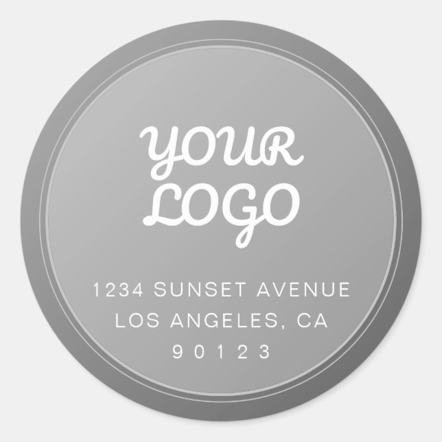 Sticker Rond Adresse de retour de votre logo Gray Gradient uniq (Devant)