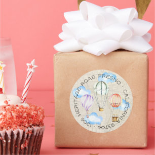 Sticker Rond Adresse de retour du ballon à air chaud