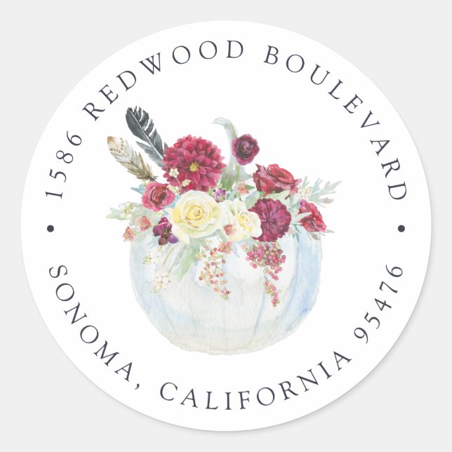 Sticker Rond Adresse de retour du Citrouille d'automne (Devant)