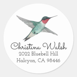 Sticker Rond Adresse de retour du colibri à gorge rubis