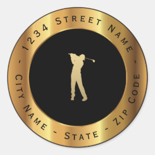 Sticker Rond Adresse de retour du joueur Gold Golf