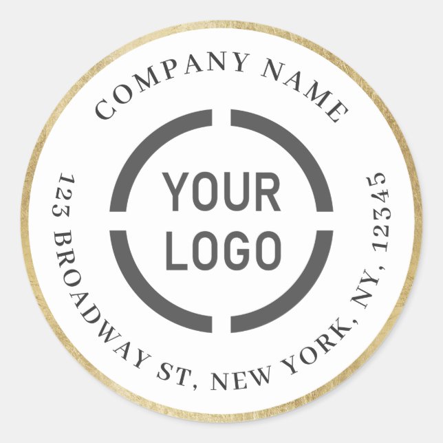 Sticker Rond Adresse de retour du logo de bordure en faux or (Devant)
