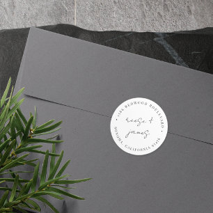Sticker Rond Adresse de retour du Mariage de script minimal mod