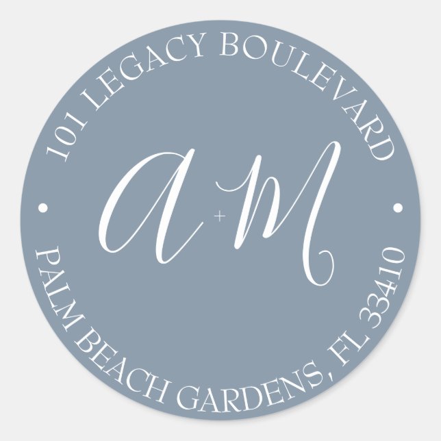Sticker Rond Adresse de retour du Mariage Monogram (Devant)