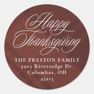 Sticker Rond Adresse de retour du plaid chute bon thanksgiving