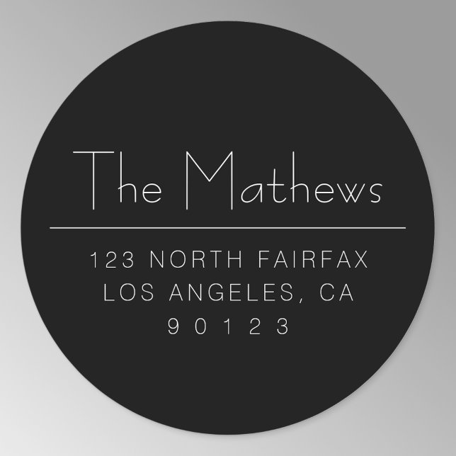 Sticker Rond Adresse de retour en noir et blanc ou autre texte (Créateur téléchargé)