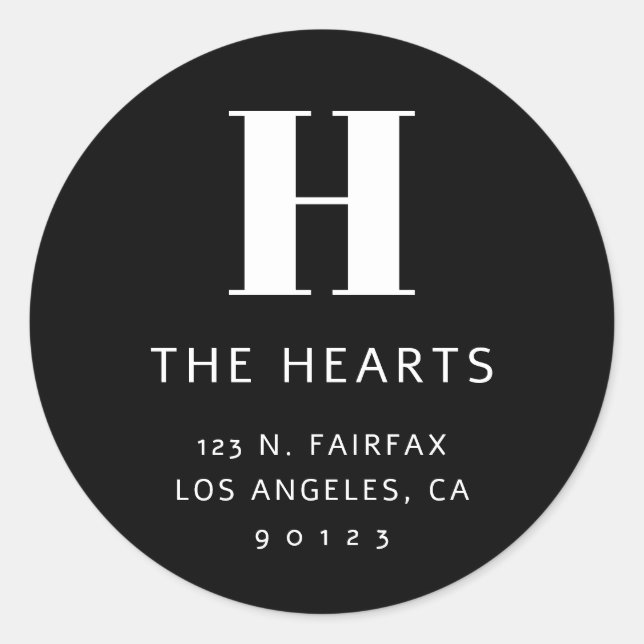 Sticker Rond Adresse de retour et monogramme modernes modifiabl (Devant)