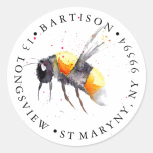 Sticker Rond adresse de retour Fabriqué à la main avec le nom d