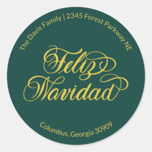 Sticker Rond Adresse de retour Feliz Navidad