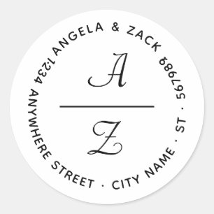 Sticker Rond Adresse de retour initiale du script de courbure m