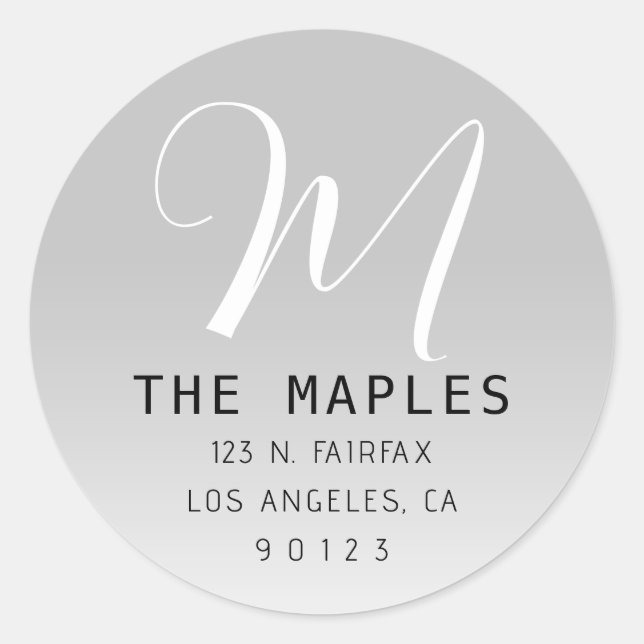 Sticker Rond Adresse de retour initiale du script moderne | Gre (Devant)