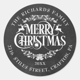 Sticker Rond Adresse de retour Merry Christmas Boho Tableau noi