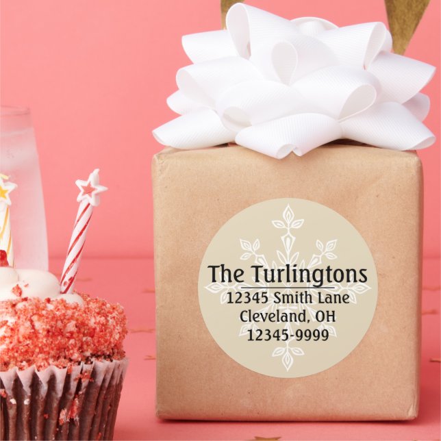 Sticker Rond Adresse de retour personnalisée du flocon de neige (Fête)