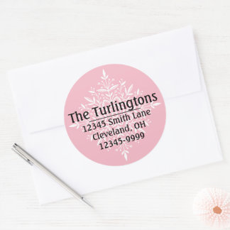 Sticker Rond Adresse de retour personnalisée du flocon de neige