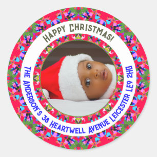 Sticker Rond Adresse de retour personnalisée pour un joyeux Noë