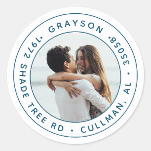 Sticker Rond Adresse de retour photo Étiquette/Sceau Classic Ro