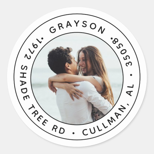 Sticker Rond Adresse de retour photo Étiquette/Sceau Classic Ro (Devant)