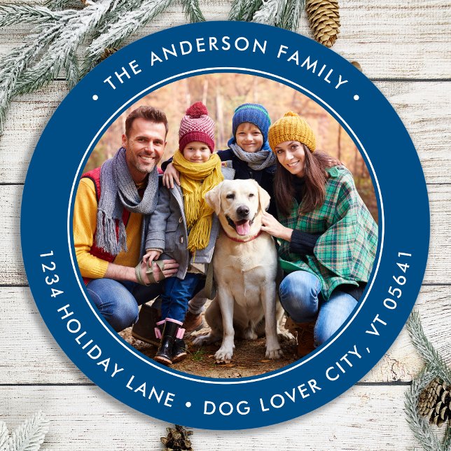 Sticker Rond Adresse de retour photo ronde personnalisée (Créateur téléchargé)