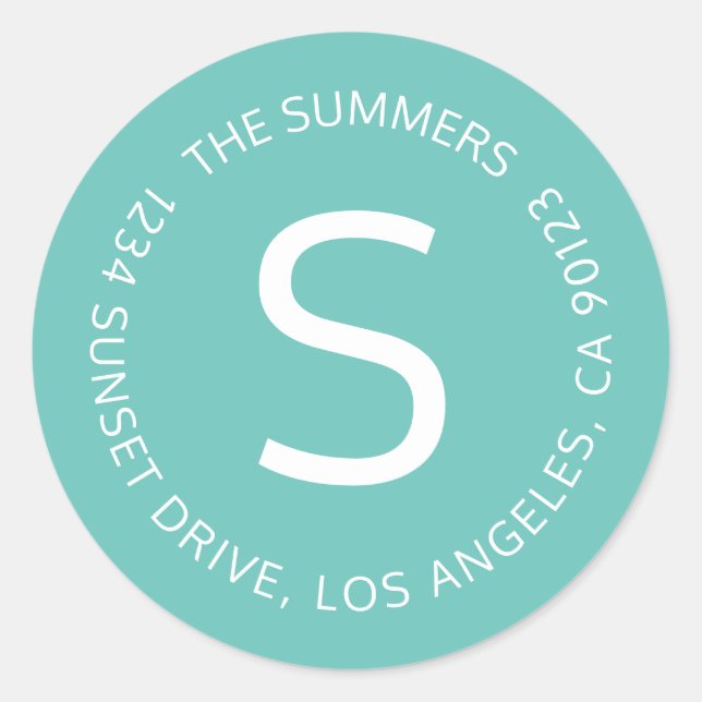 Sticker Rond Adresse De Retour Simple, Etc. Texte Circulaire |  (Devant)